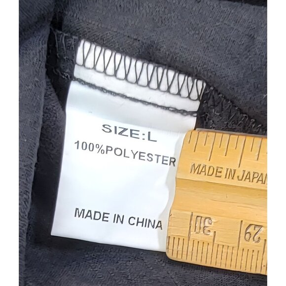 Button-Up Long Sleeve Shirt Black Textured Top Womens Large 100% Polyester New - Picture 4 of 8